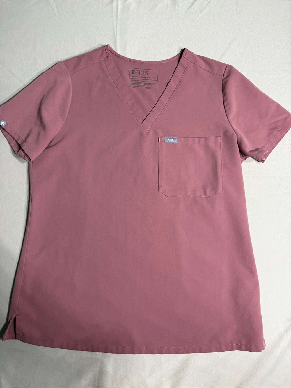 FIGS Catarina One-Pocket Scrub Top Small S Mauve Pink V-Neck
